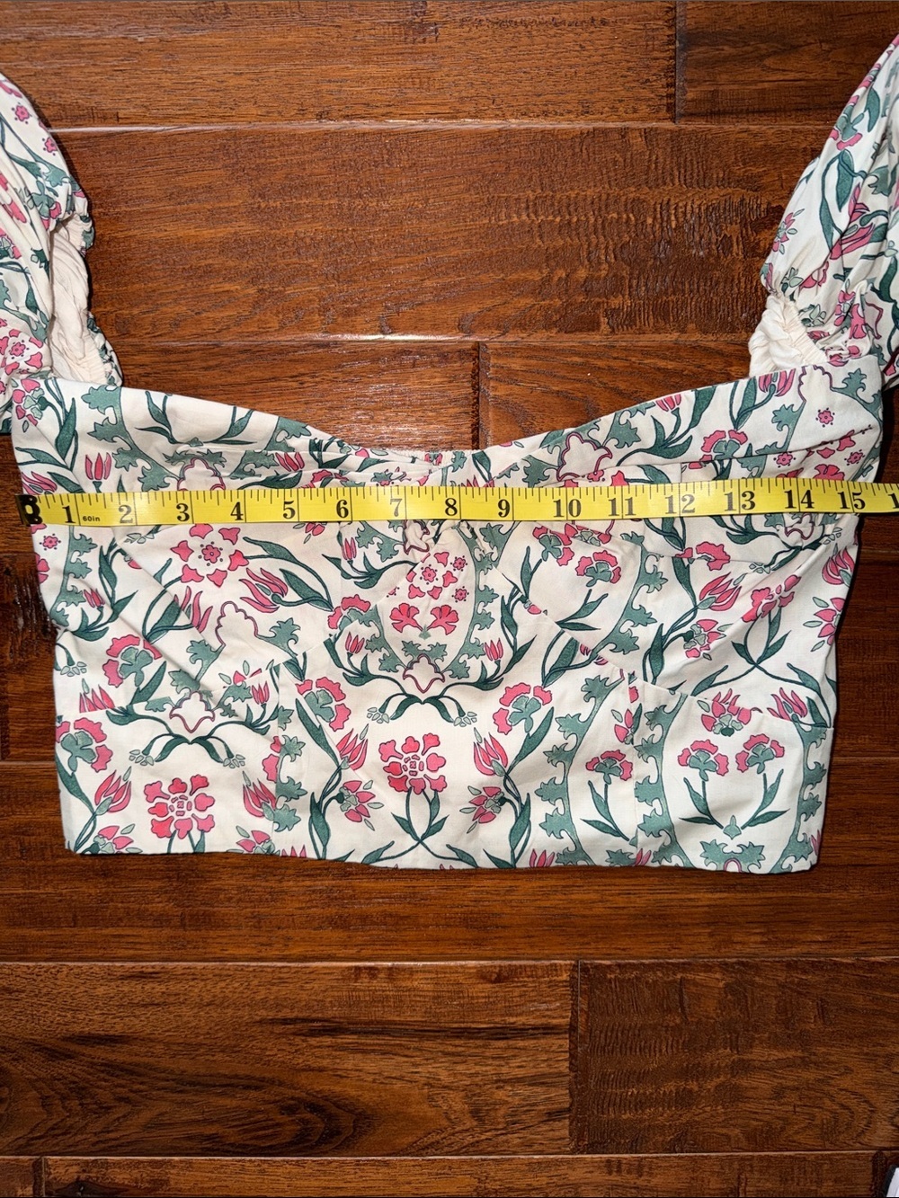 NWTAbercrombie & Fitch Poplin Floral Puff-Sleeve Off the Shoulder Crop Top, M - Picture 7 of 9